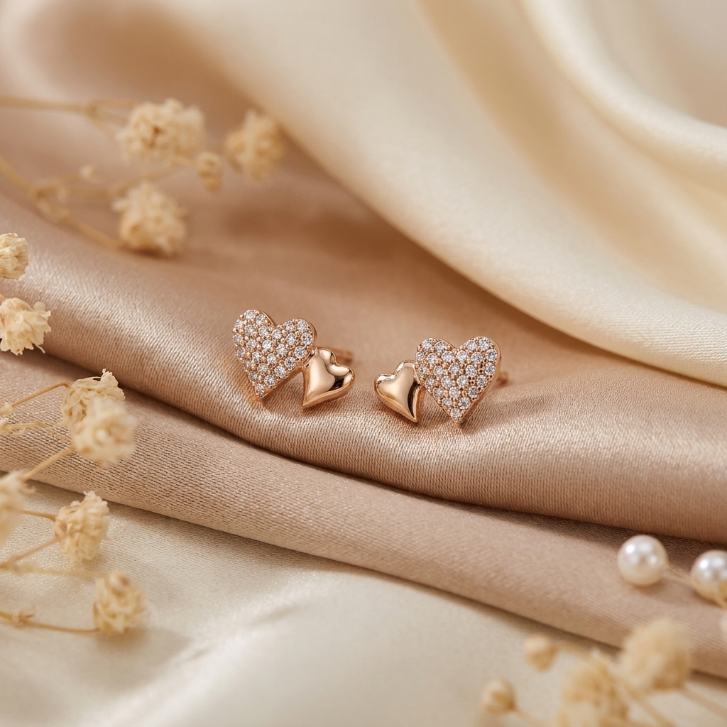Aretes Corazón Doble Strass - Colección Trendy Imagen principal del producto
