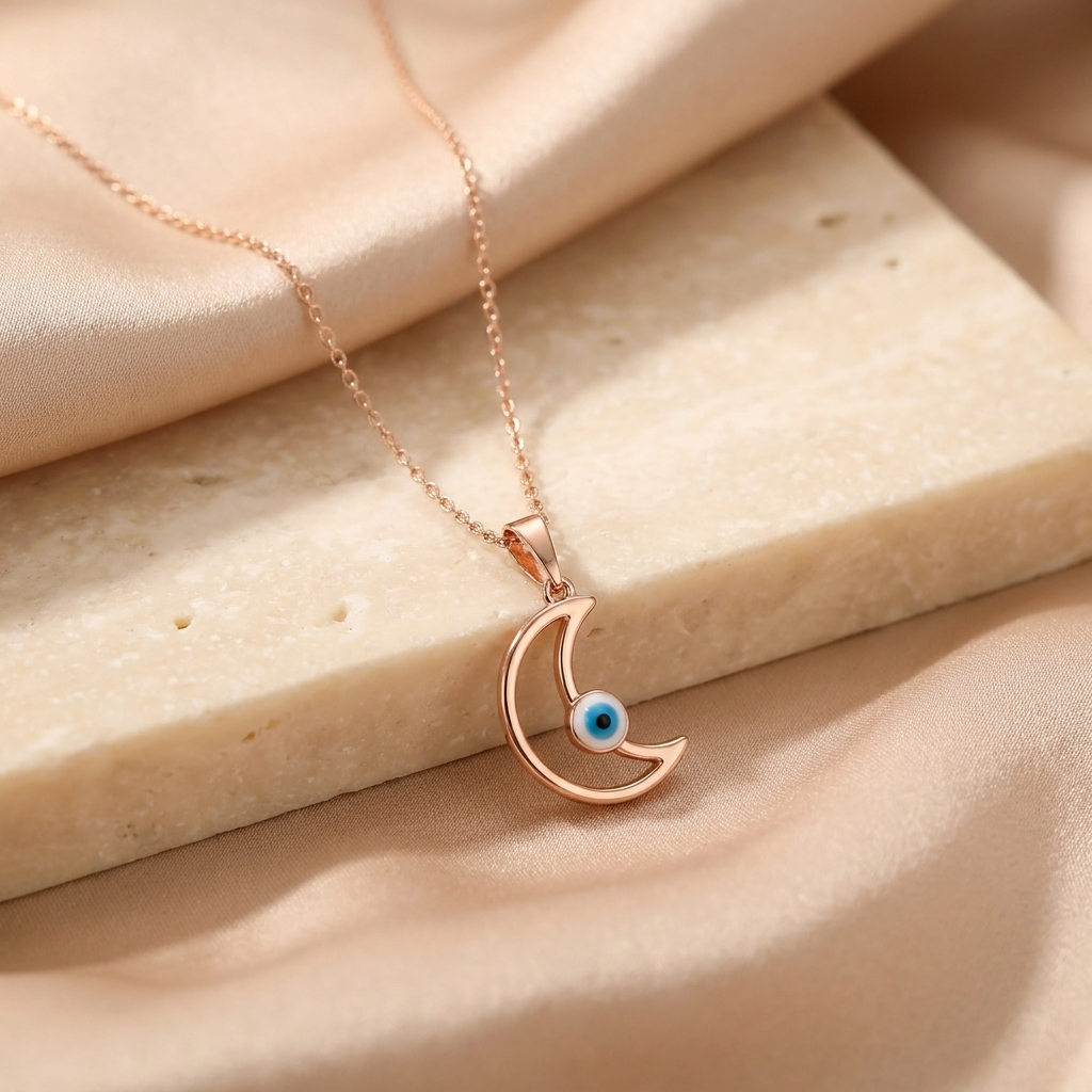 Collar Luna Ojo Turco - Colección Acero