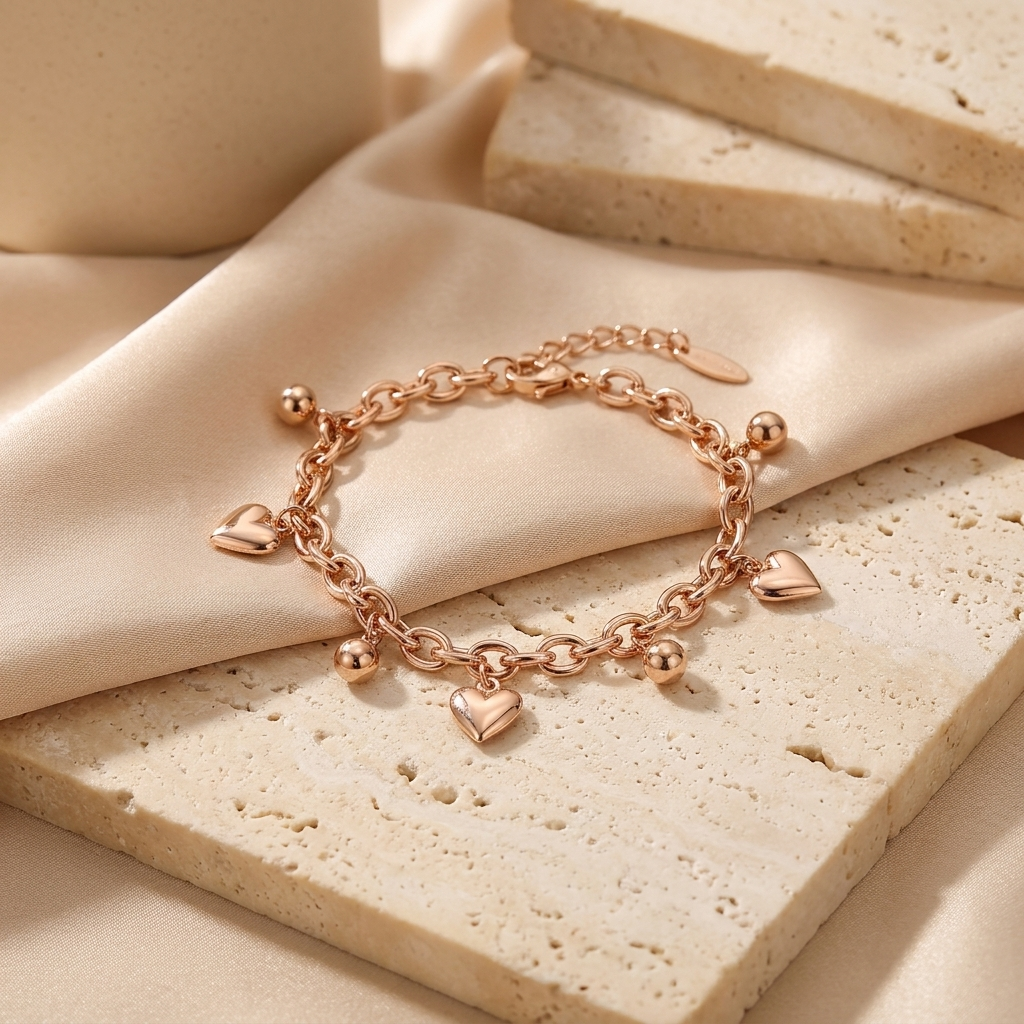 Pulsera Eslabones Corazones - Colección Trendy Imagen principal del producto
