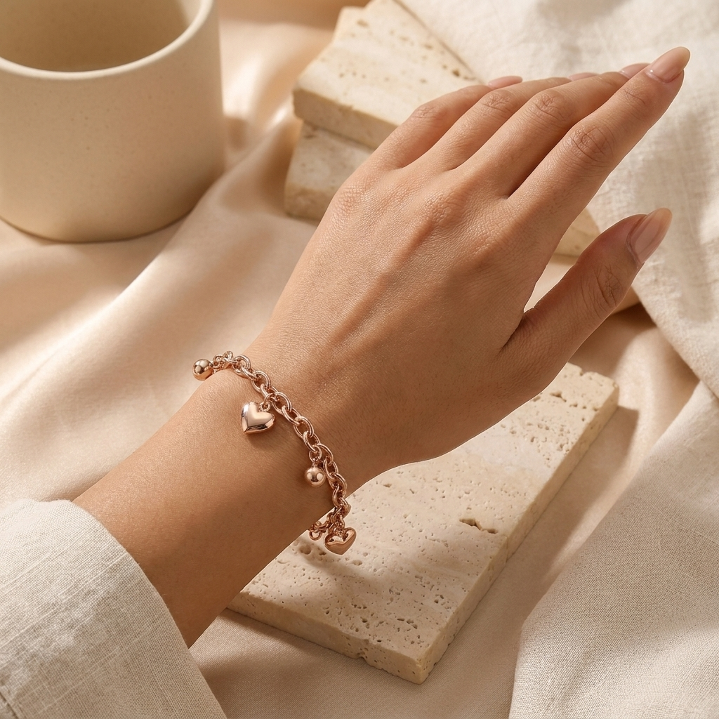 Pulsera Eslabones Corazones - Colección Trendy Imagen secundaria del producto