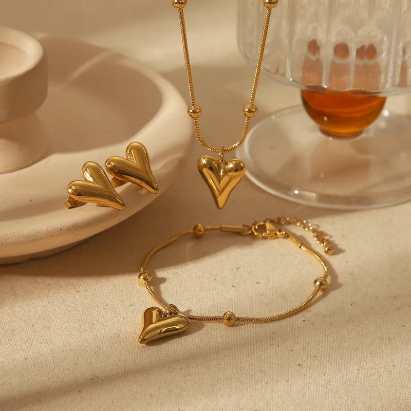 Set Corazón Alargado - Colección Acero