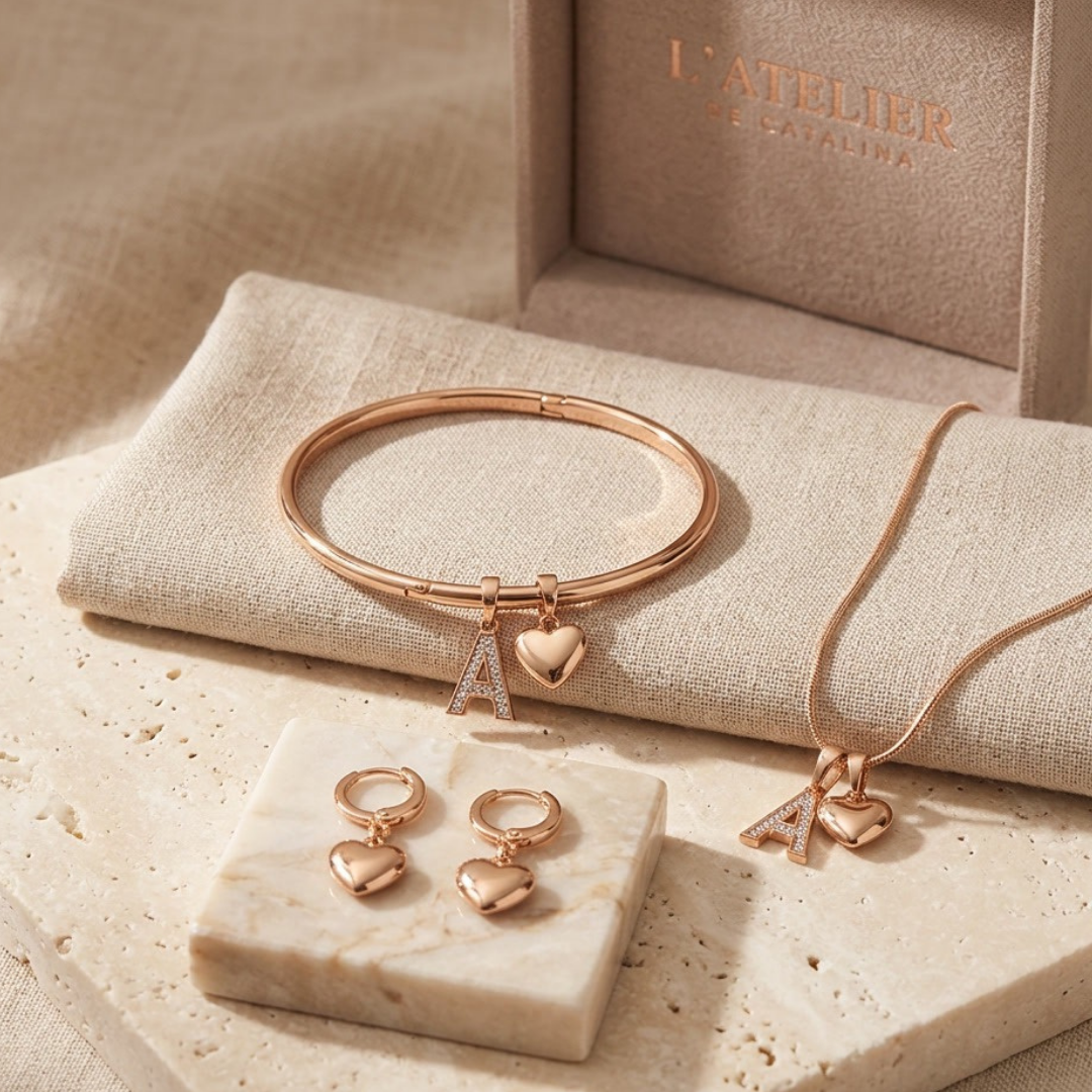 Set Iniciales corazón - Colección Trendy