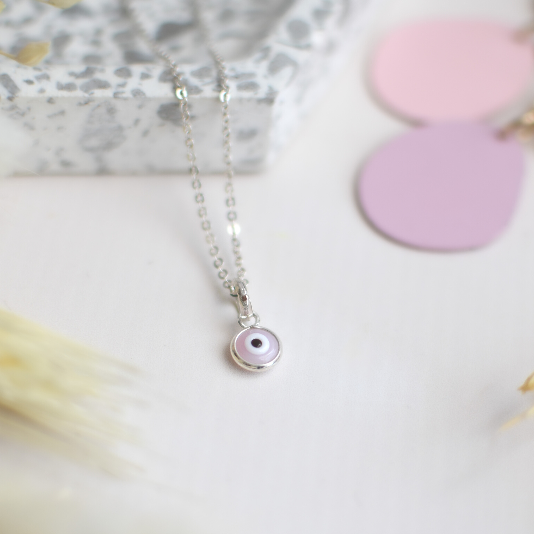 Collar Ojo Turco Rosa - Plata 950